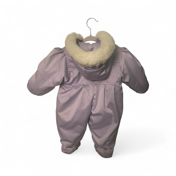 La Petite Rothschild Elegant Hooded Lavender Baby Footed Snowsuit Bunting-6-9M - Picture 2 of 3